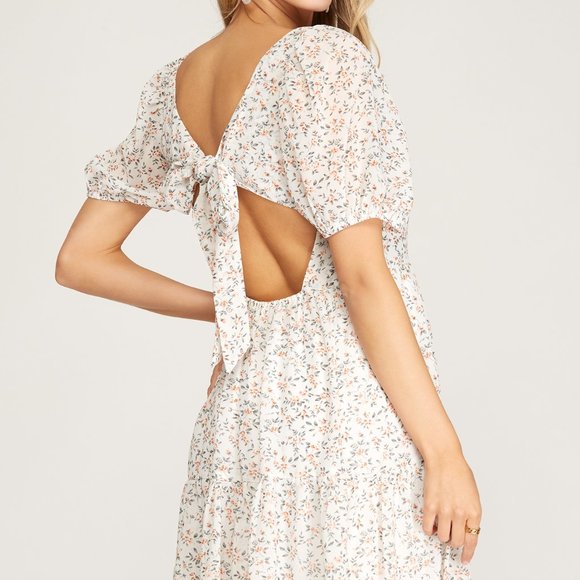 Floral Puff Sleeve Dress with Back Details - Picture 2 of 2